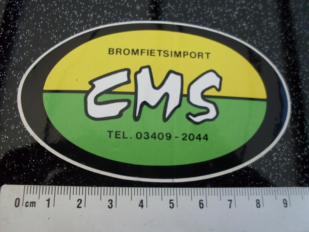 sticker bromfiets import CMS logo brommers, Verzenden, Zo goed als nieuw, Bedrijf of Vereniging