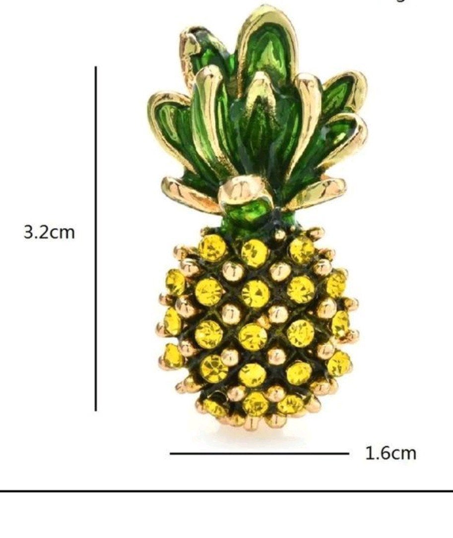 GRATIS VERZENDING Ananas Broche met, Overige materialen, Geel, Minder dan 4 cm, Nieuw