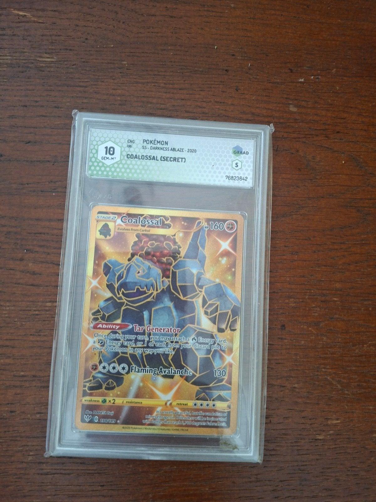 Pokémon TCG Coalossal (Secret) Darkness Ablaze PSA 10, Ophalen of Verzenden, Nieuw, Losse kaart