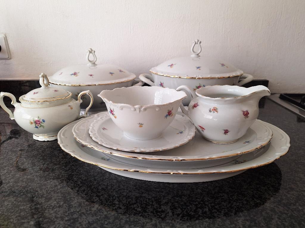 Kahla servies rozen o.a. dekschaal schalen suikerpot vintage, Ophalen of Verzenden