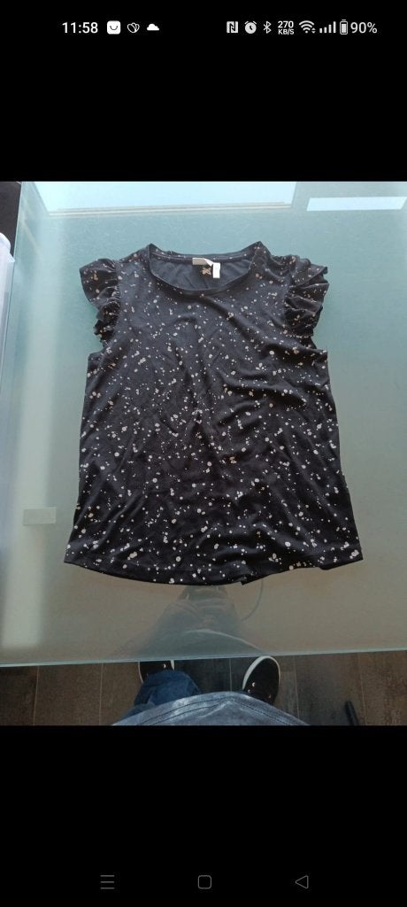 Anti blue shirt ruffles XS, Anti Blue, Zwart, Ophalen of Verzenden, Korte mouw