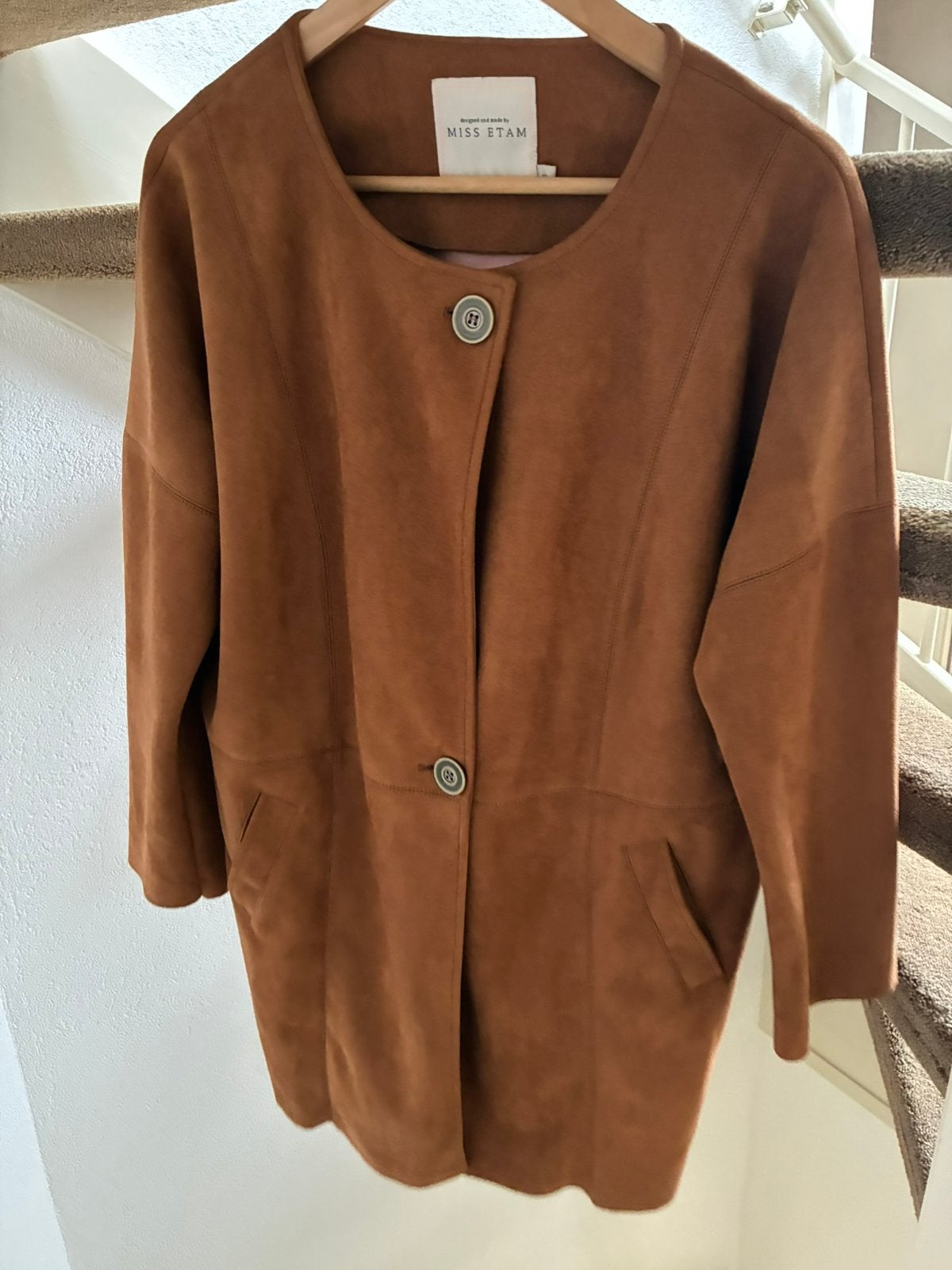 Imitatie suède jas miss etam XL nieuw, Ophalen of Verzenden, Zo goed als nieuw, Maat 46/48 (XL) of groter, Bruin