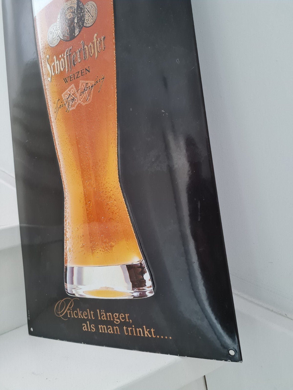 Emaille bord jaren 80 Duits bier bord, Ophalen of Verzenden, Zo goed als nieuw, Reclamebord, Plaat of Schild, Overige merken