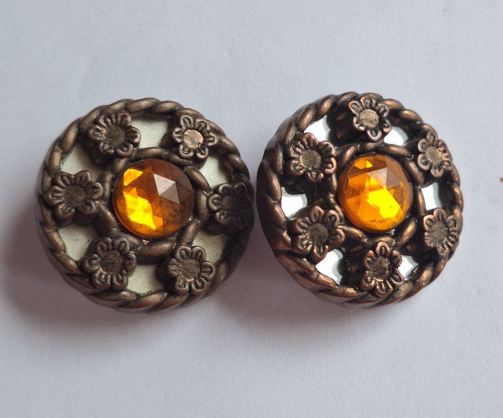 Vintage ronde bloemtjes clips clip on oorbellen, Sieraden, Tassen en Uiterlijk, Oorbellen, Ophalen of Verzenden, Gebruikt, Overige materialen