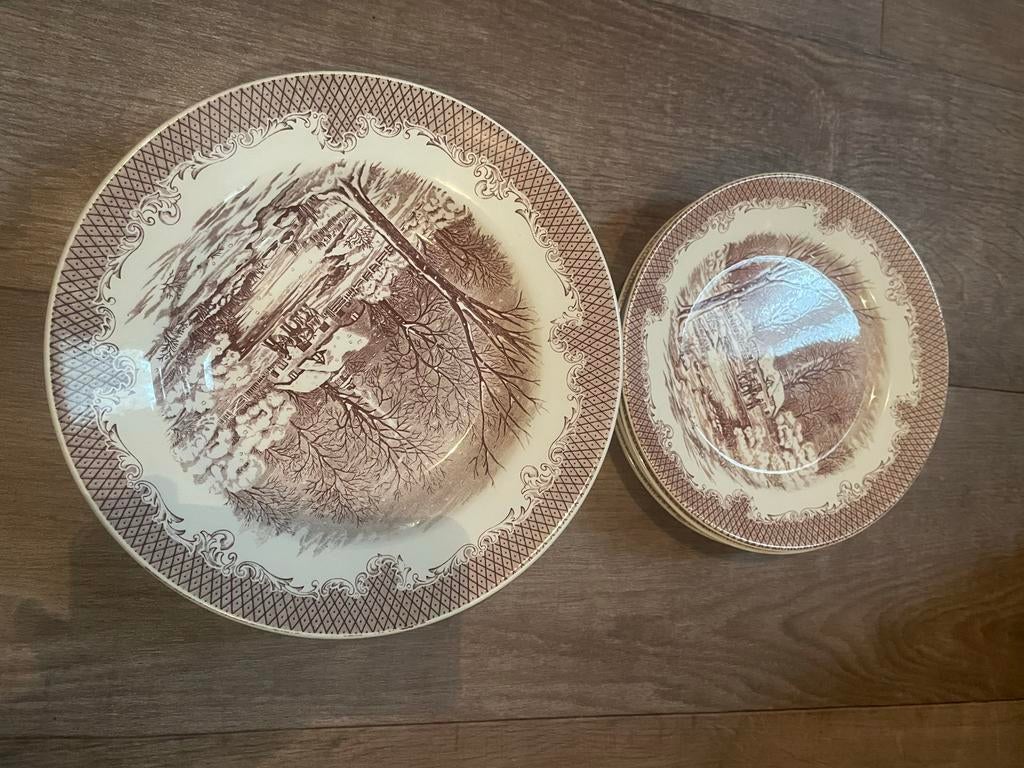 8-delige set: Diepe en boterhamborden 'Swiss Landscape', Ophalen of Verzenden