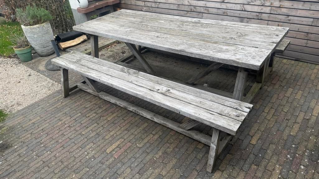 Douglas houten tuinset groot, Ophalen, Gebruikt, Hout