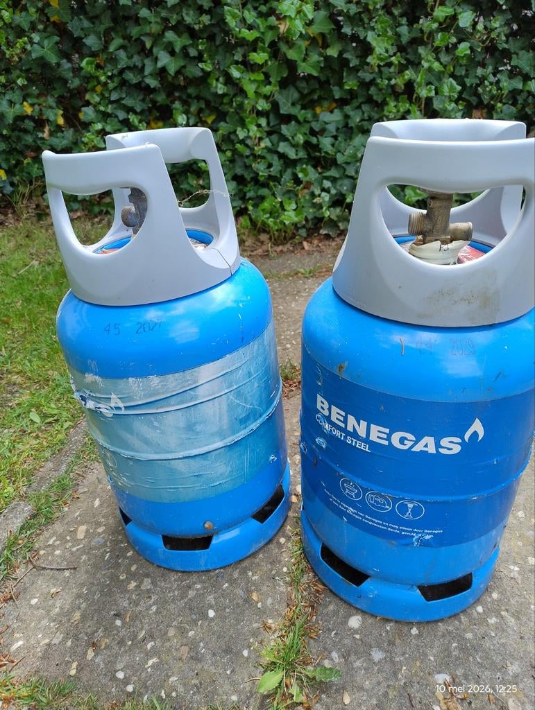 2 Benegas Comfort Steel 6 kg gasflessen (leeg), Ophalen, Gebruikt