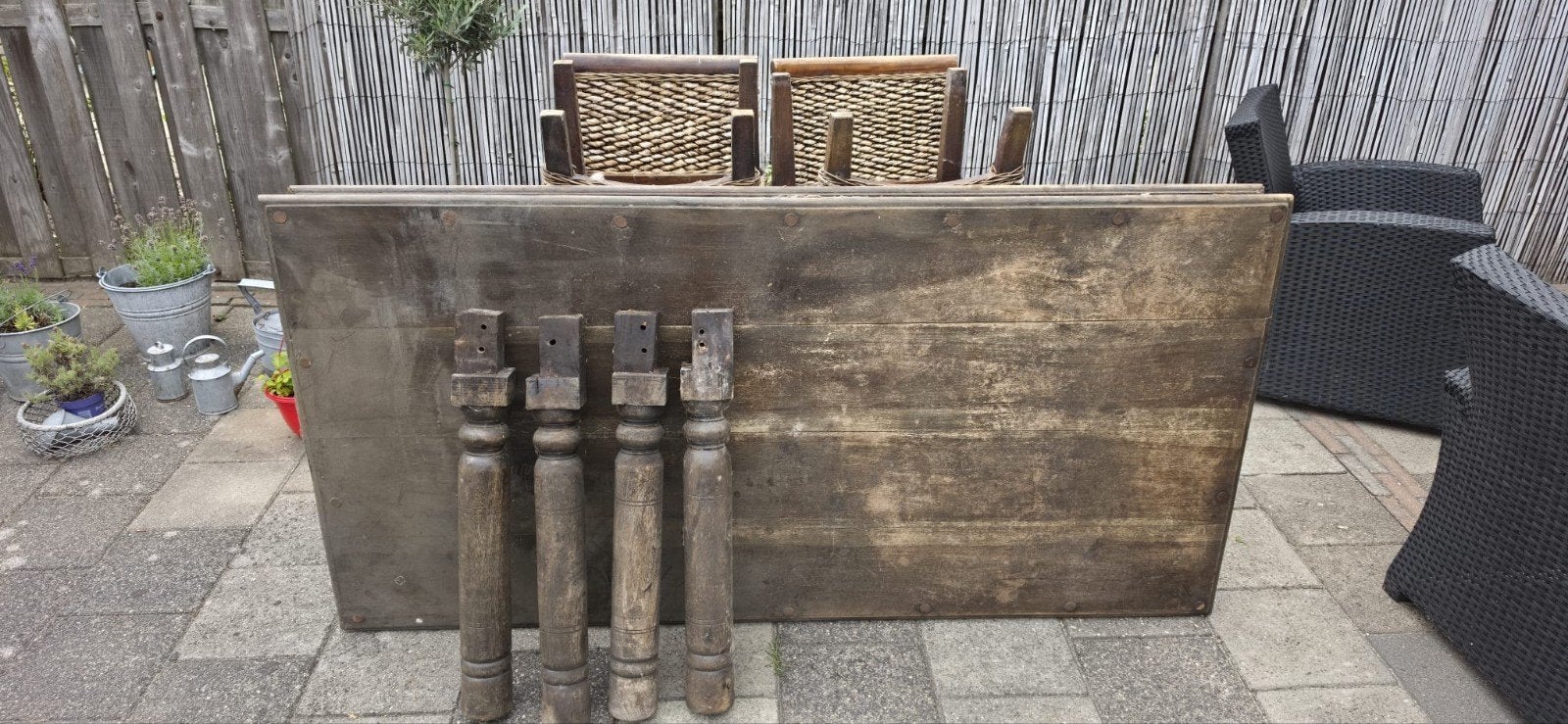 gratis ophalen tafel en 4 stoelen, Huis en Inrichting, Ophalen, Gebruikt, Rechthoekig, 50 tot 100 cm