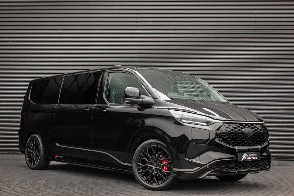 Ford E-Transit Cust. 320 L2H1 Sport 71 kWh DC DUBBEL CABINE, Auto's, Automaat, Achterwielaandrijving, Zwart, Zwart