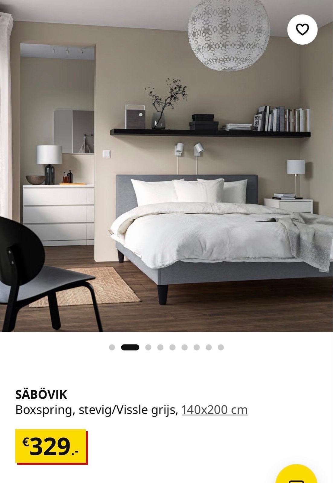 IKEA SÄBÖVIK Boxspring, stevig/Vissle grijs, 140x200 cm