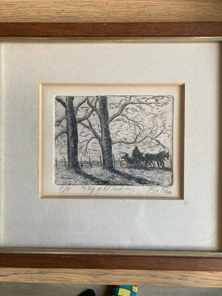 Ets, Antiek en Kunst, Gesigneerd, Landschap, 28 cm, 26 cm