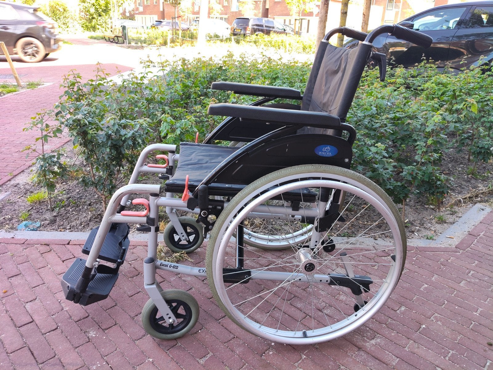 Excel G eco rolstoel met gipsbeenhouder, Diversen, Rolstoelen, Ophalen, Inklapbaar, Gebruikt, Handbewogen rolstoel