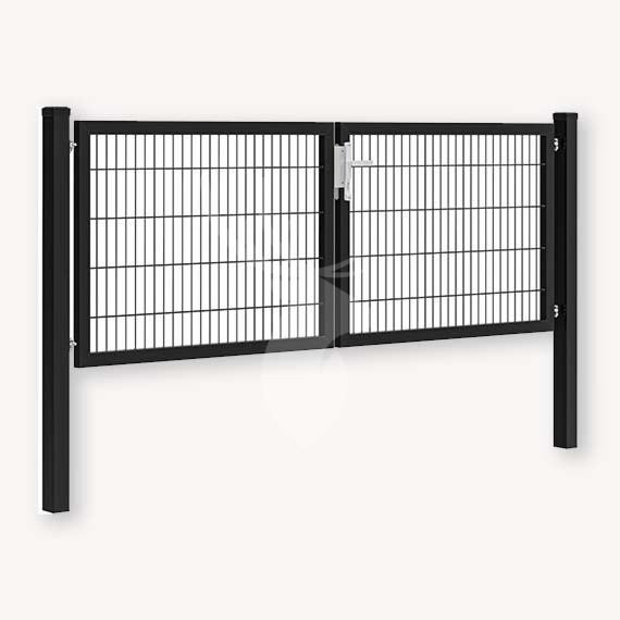 Nieuwe Dubbele Poort Dubbelstaafmat Zwart 140x200cm Compleet, Tuin en Terras, Tuinpoorten, Ophalen, 100 tot 150 cm, Nieuw, IJzer