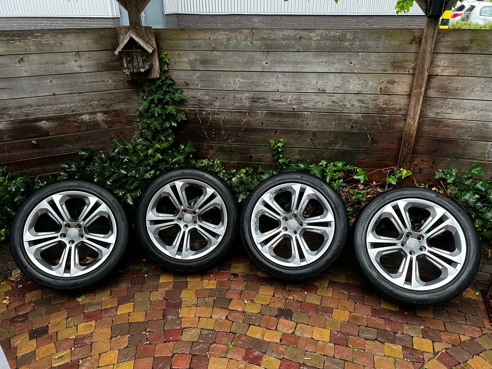 Audi 20 inch velgen met Hankook zomerbanden 255/45R20, Ophalen, Gebruikt, 255 mm, Banden en Velgen