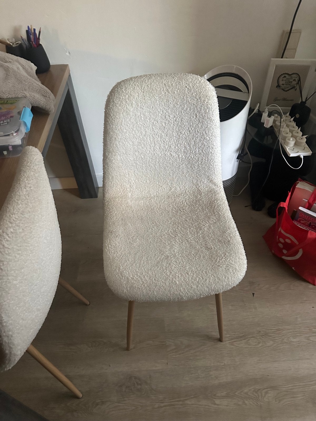 4 Teddy Stof Stoelen - Comfortabel en Stijlvol, Ophalen, Gebruikt, Wit, Vier