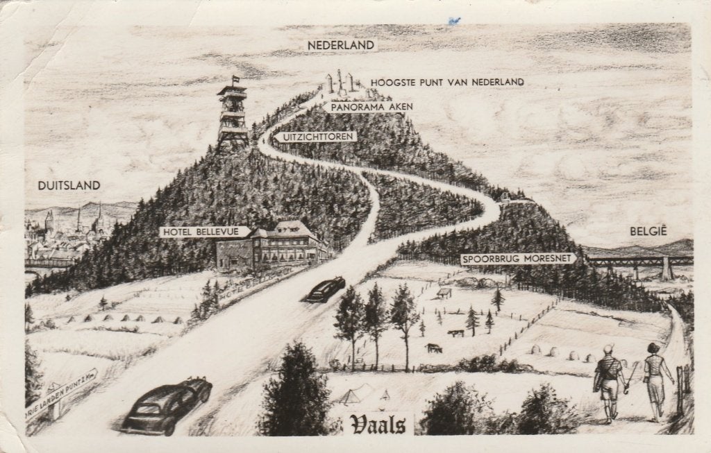 VAALS Drielandenpunt 1955, Verzamelen, Verzenden, 1940 tot 1960, Gelopen, Limburg