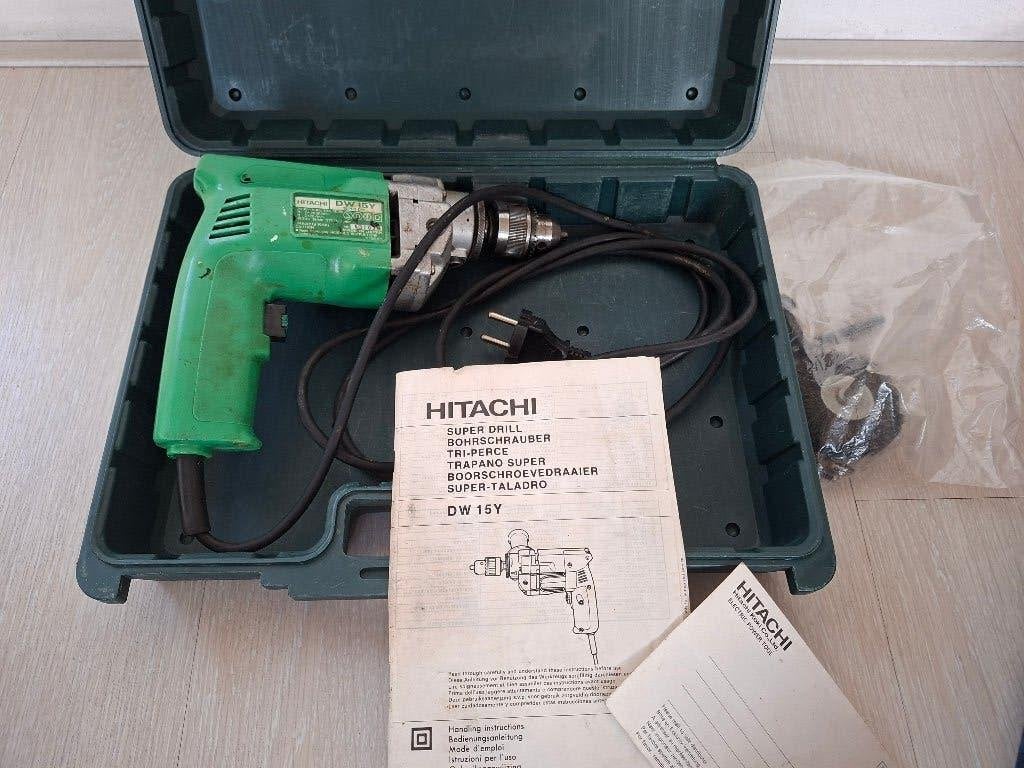 Gebruikte Hitachi DW15Y Schroefboormachine, originele koffer, Ophalen of Verzenden, Gebruikt, 400 tot 600 watt, Boormachine