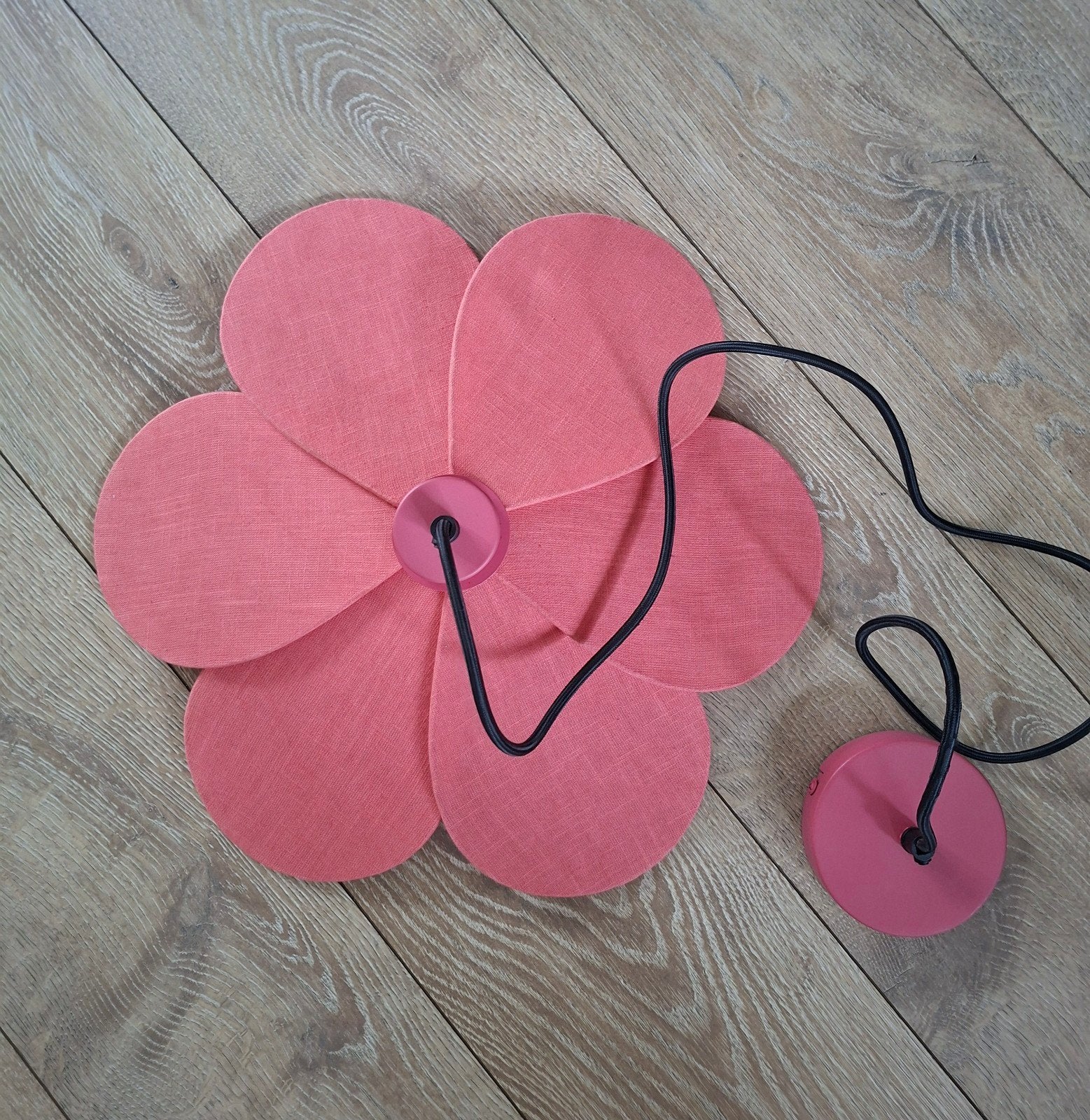 Hanglamp bloemvorm roze cerise D46 Lamp stof bloemenlamp, Metaal, Nieuw, Modern, E27 (groot)