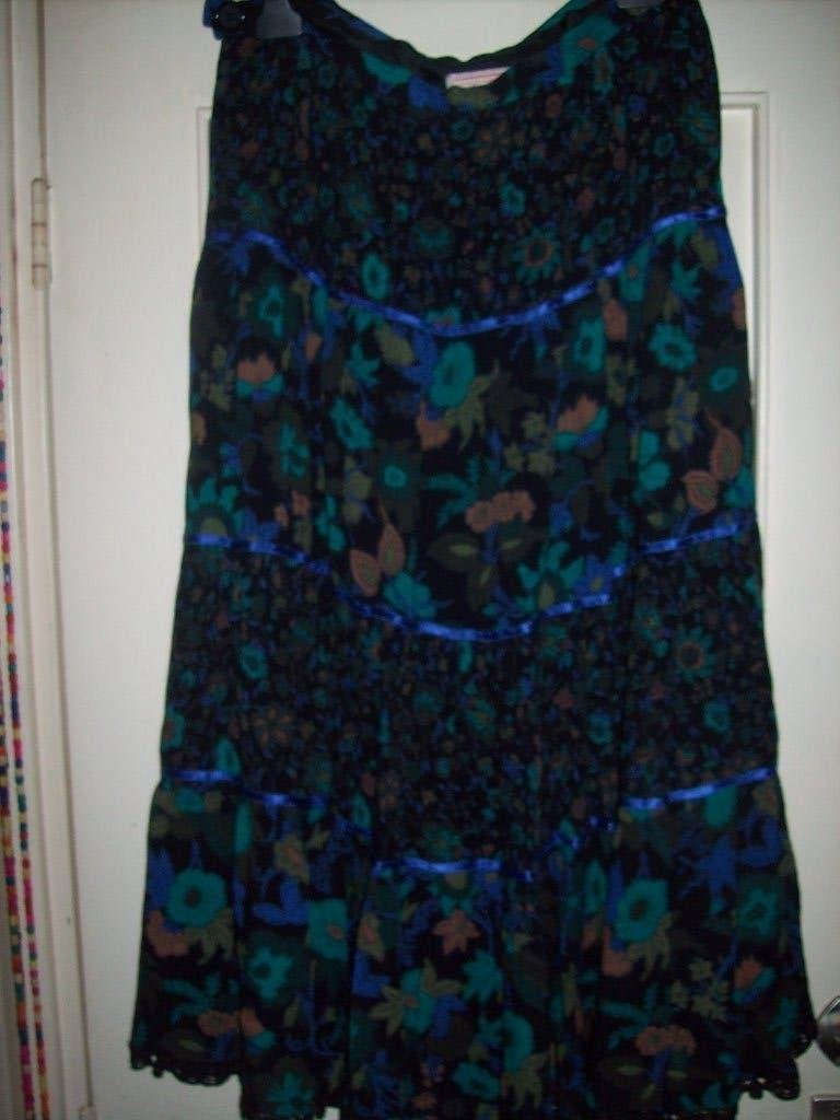 Maxi rok met bloemenprint en blauwe accenten, Maat 38/40 (M), Meerkleurig, Ophalen of Verzenden, Zo goed als nieuw