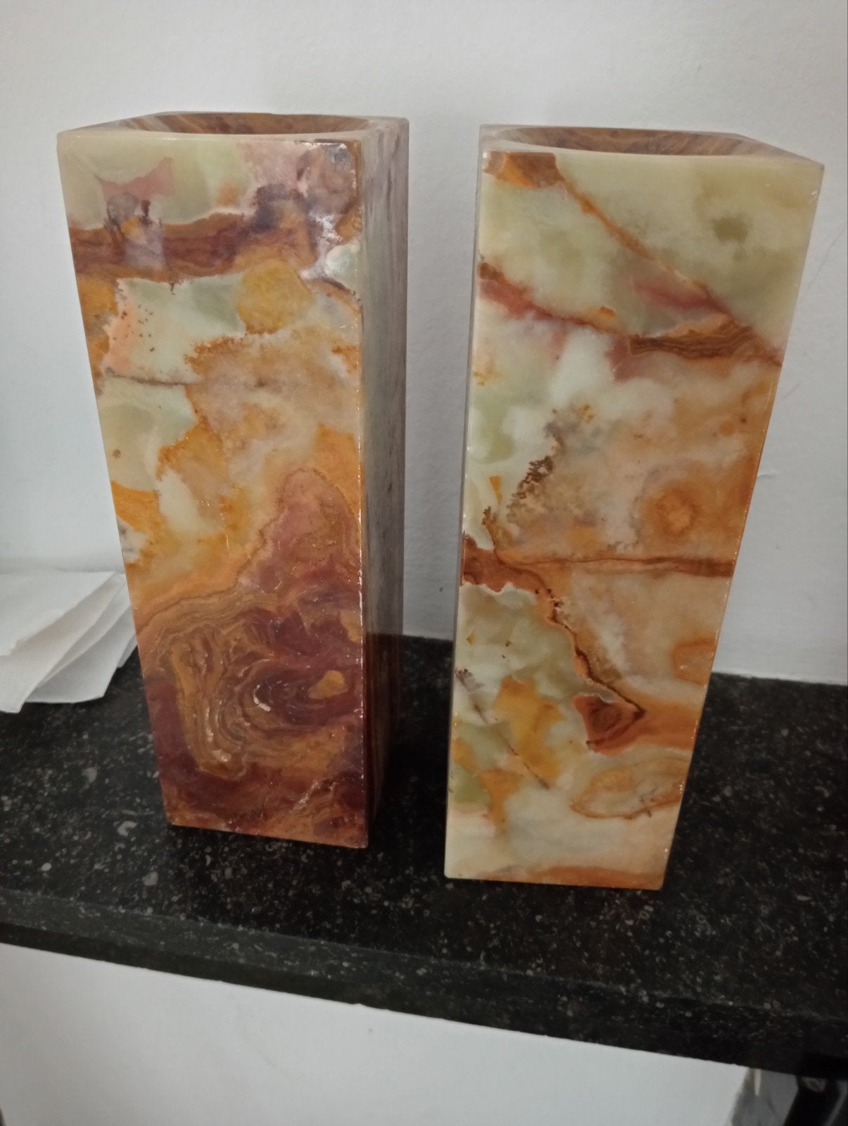 Vintage onyx kandelaren, Ophalen, Zo goed als nieuw