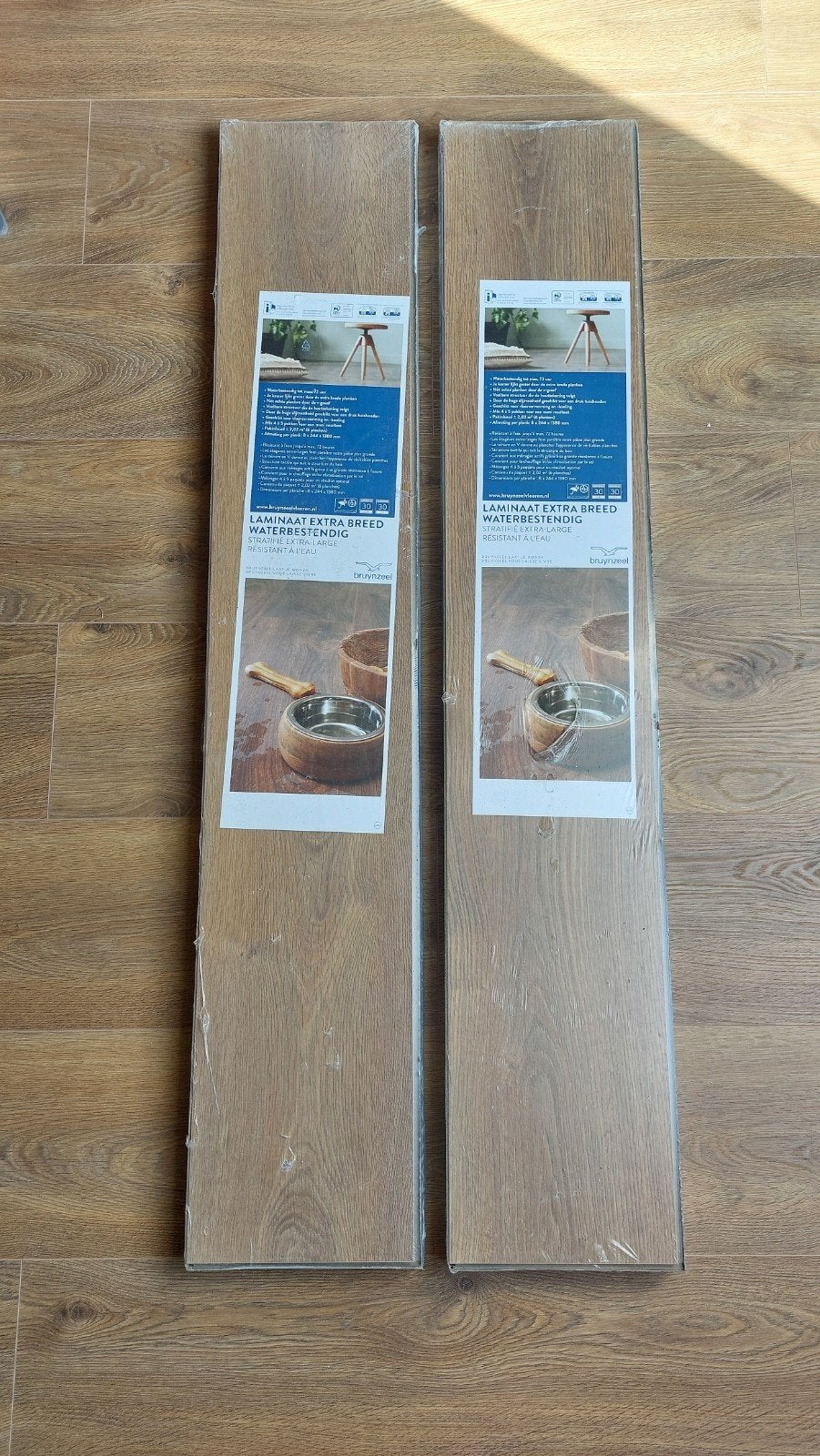 2 pakken Bruynzeel laminaat Extra Breed Waterbestendig, Ophalen, Bruin, Nieuw, Minder dan 5 m²