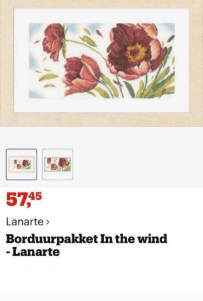 BORDUURPAKKET LANARTE IN THE WIND, Hobby en Vrije tijd, Borduren en Borduurmachines, Verzenden, Nieuw, Handborduren, Borduurpakket