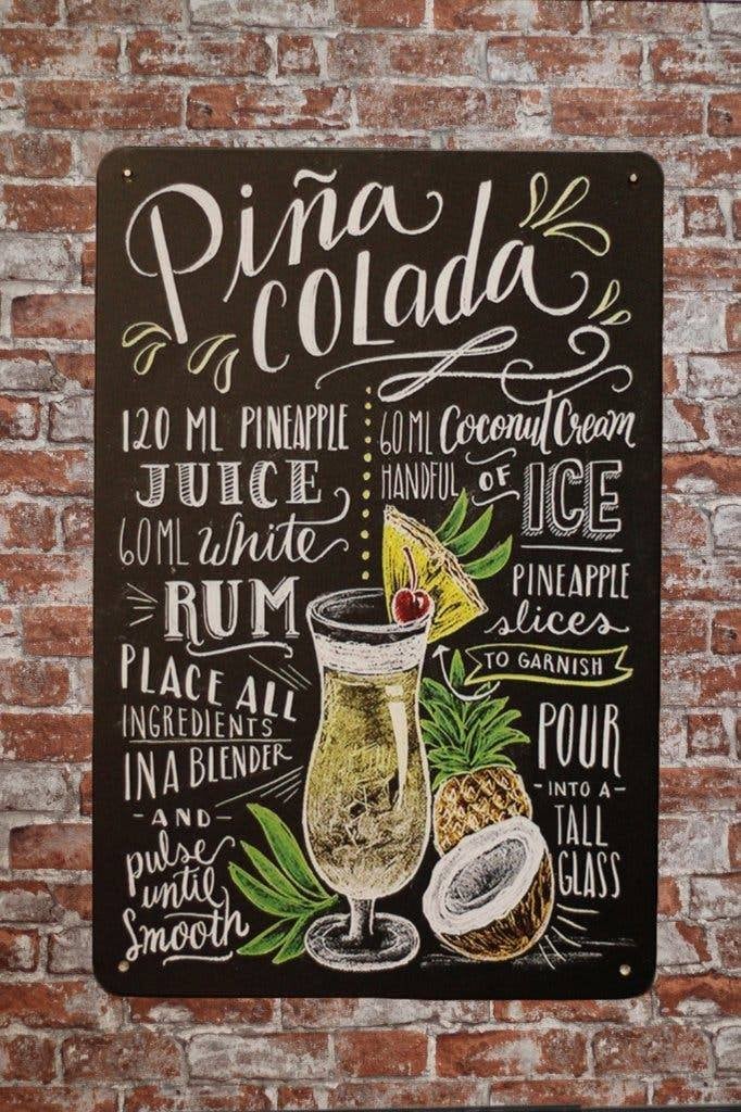 Cocktail metalenborden - 20x30cm - Tekstborden - Wandborden, Cave & Garden, Verzenden, Nieuw, Kouwe Hoek 1B, Waddinxveen