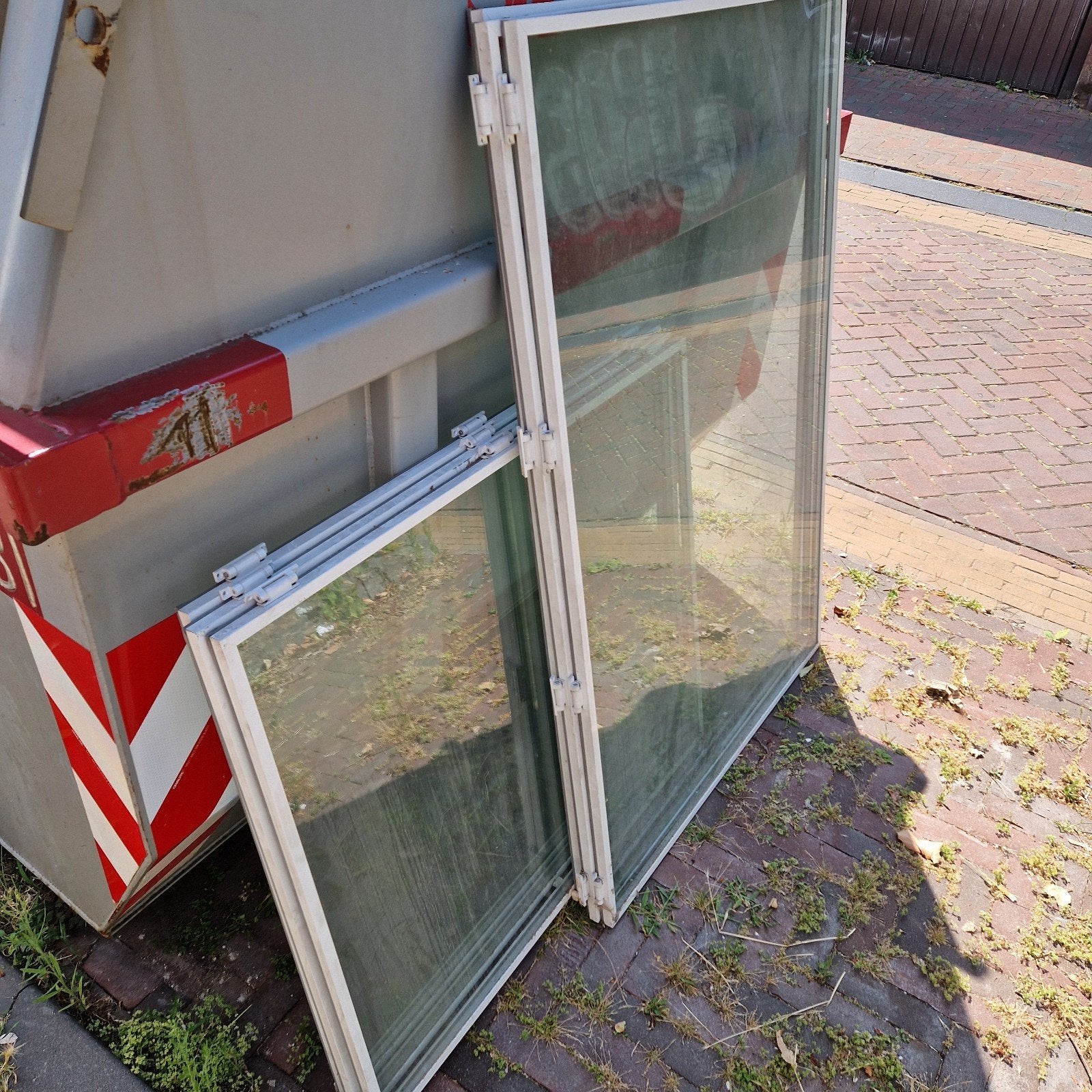 Gratis 6x voorzetramen met scharnier, Doe-het-zelf en Verbouw, Glas en Ramen, Ophalen, Gevelraam of Ruit, Gebruikt, 80 tot 120 cm