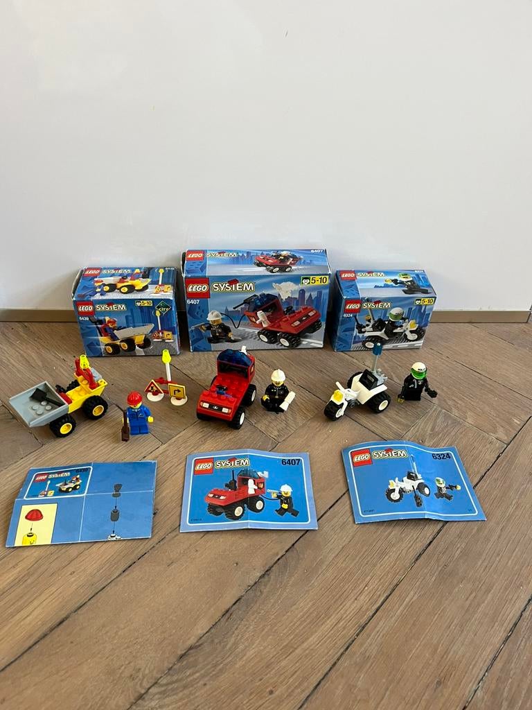 Lego system 6439 6407 6324 vintage poltotie brandweer dumper, Ophalen of Verzenden, Zo goed als nieuw, Complete set, Lego