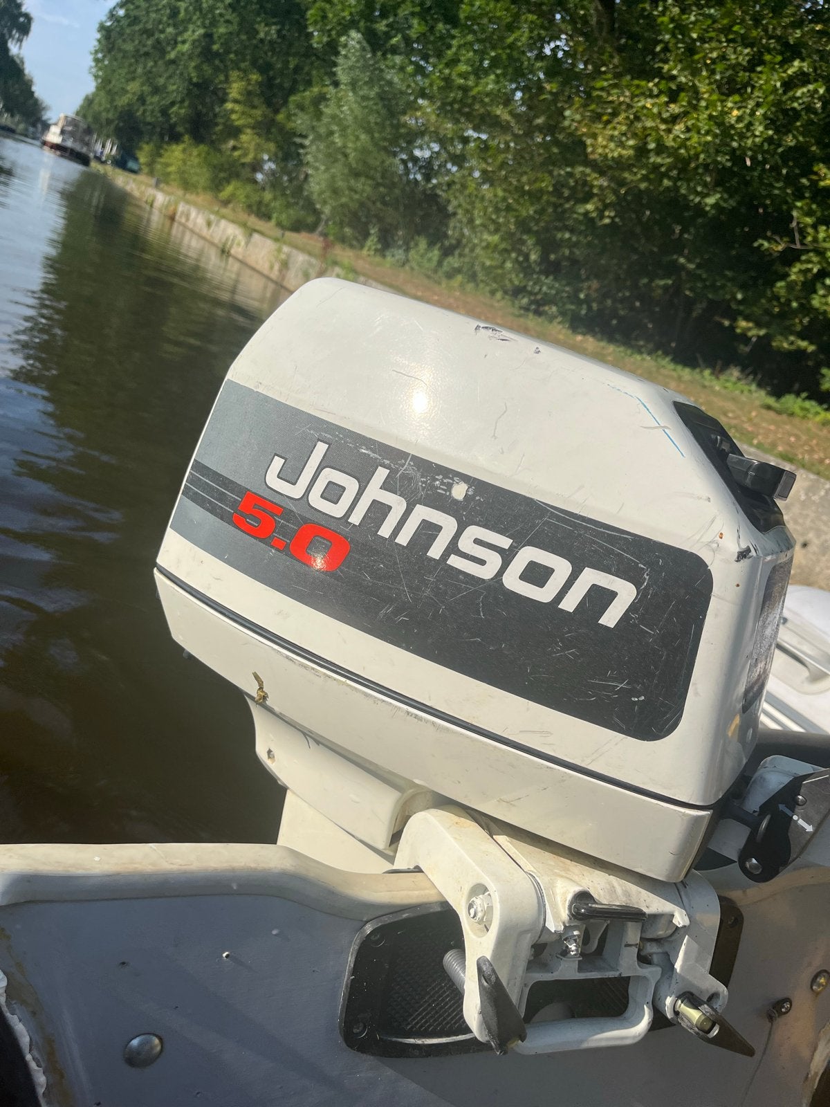 Johnson 5.0 PK buitenboordmotor met Roughneck rubberboot, Ophalen, Gebruikt, Motor en Techniek