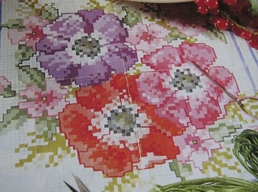 Borduurpatroon  Anemonen zie patroon  nr 9613 do, Verzenden, Nieuw, Handborduren, Patroon