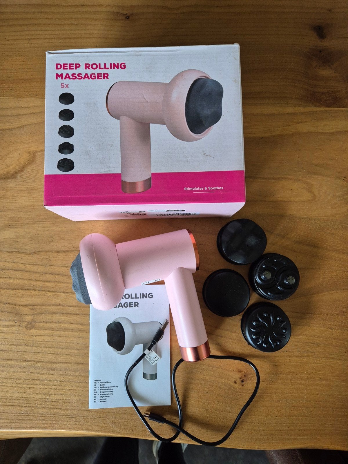 Deep Rolling Massager met 5 opzetstukken, Ophalen of Verzenden, Zo goed als nieuw, Apparaat