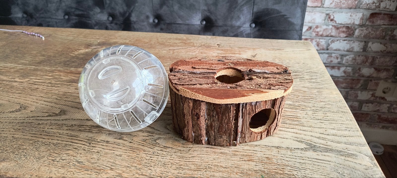 Hamster huisje en bal, Ophalen of Verzenden, Zo goed als nieuw, Loopwiel of Rad
