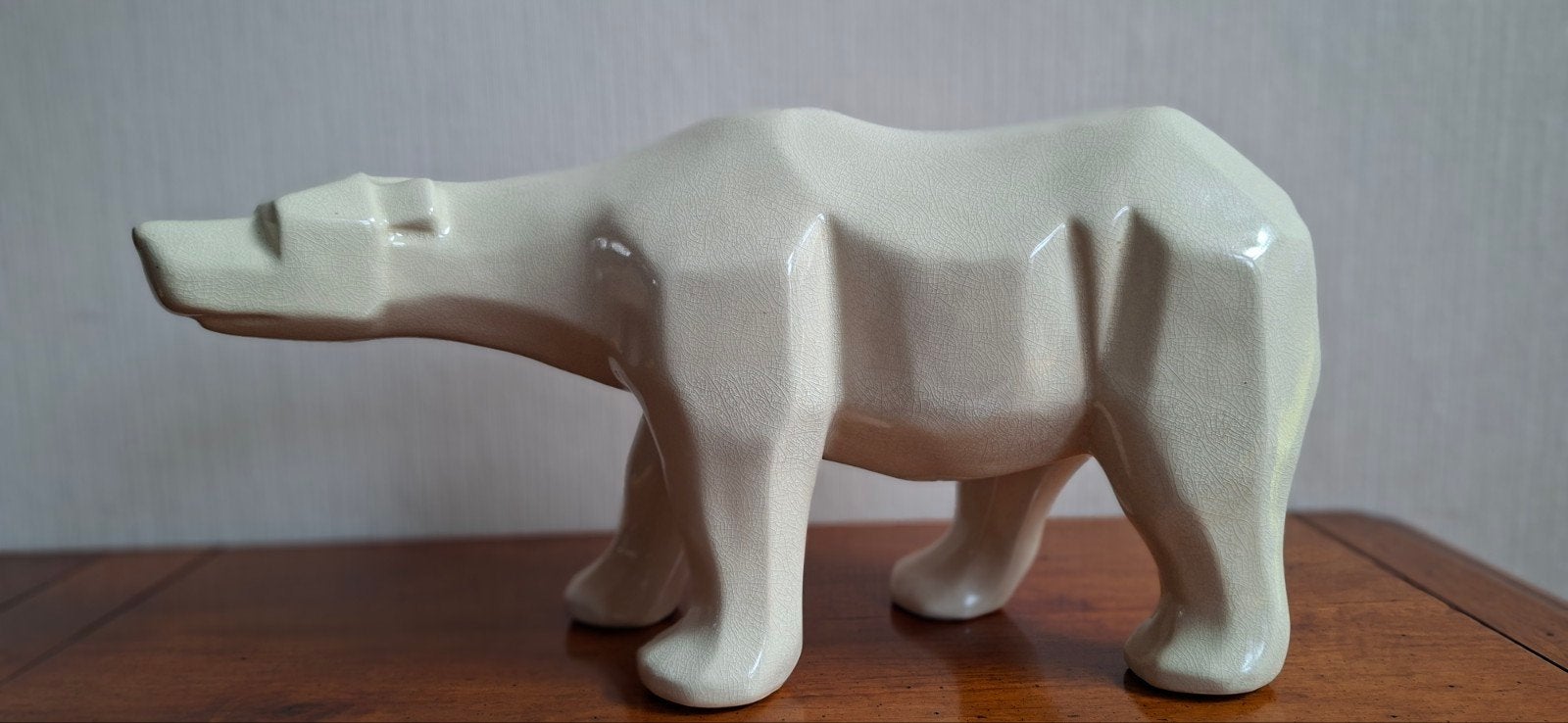 art deco ijsbeer keramiek gemerkt L&V kubistisch craquele, Ophalen of Verzenden