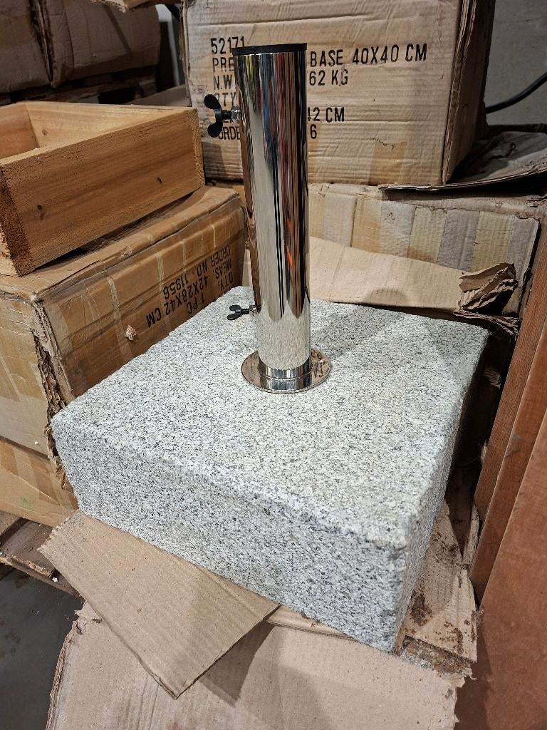parasolvoet 60 kg natuursteen en RVS Garden Impression, Ophalen, Nieuw, Minder dan 1 meter, Parasolvoet