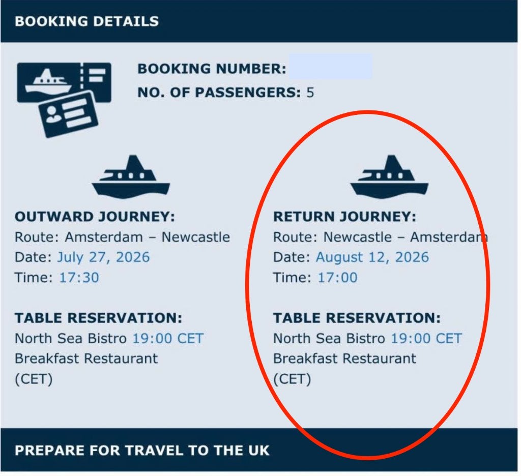 ferryticket, Twee personen, Vliegtuig, Buitenland, Met bestemming of datum
