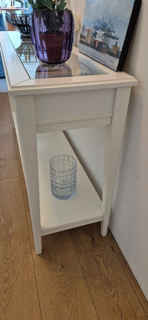 SET van 2x IKEA LIATORP Sidetable Wit met Glasplaat, Ophalen, Zo goed als nieuw, 75 cm of meer, 60 cm of meer