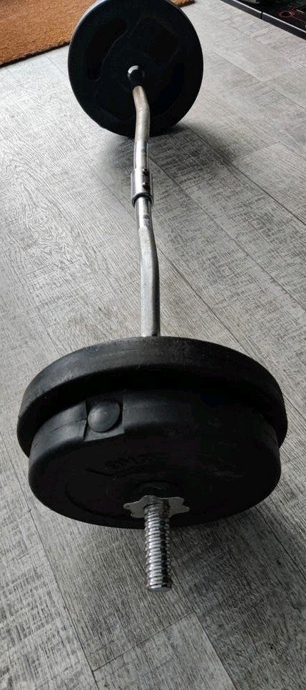 EZ Curl Stang met Gewichten, Sport en Fitness, Ophalen, Gebruikt, Armen, Halterstangen