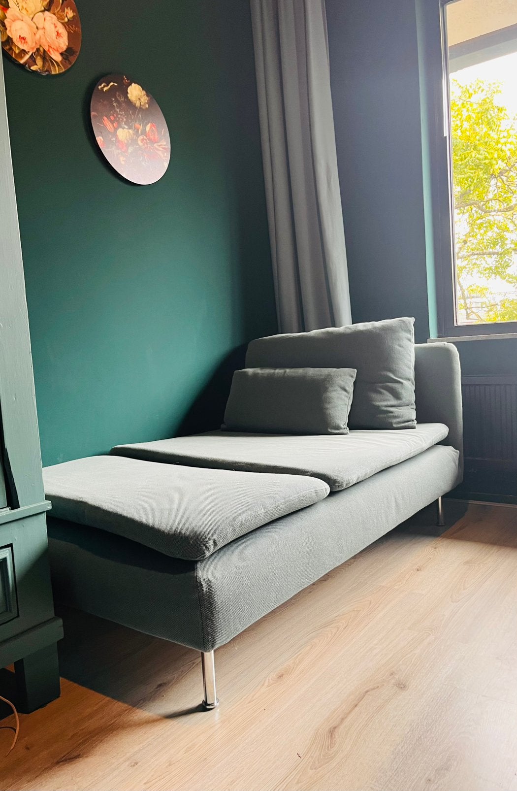 Ikea Söderhamn chaise longue grijsblauw/groen, Ophalen, Gebruikt, Eenpersoons, Minder dan 150 cm