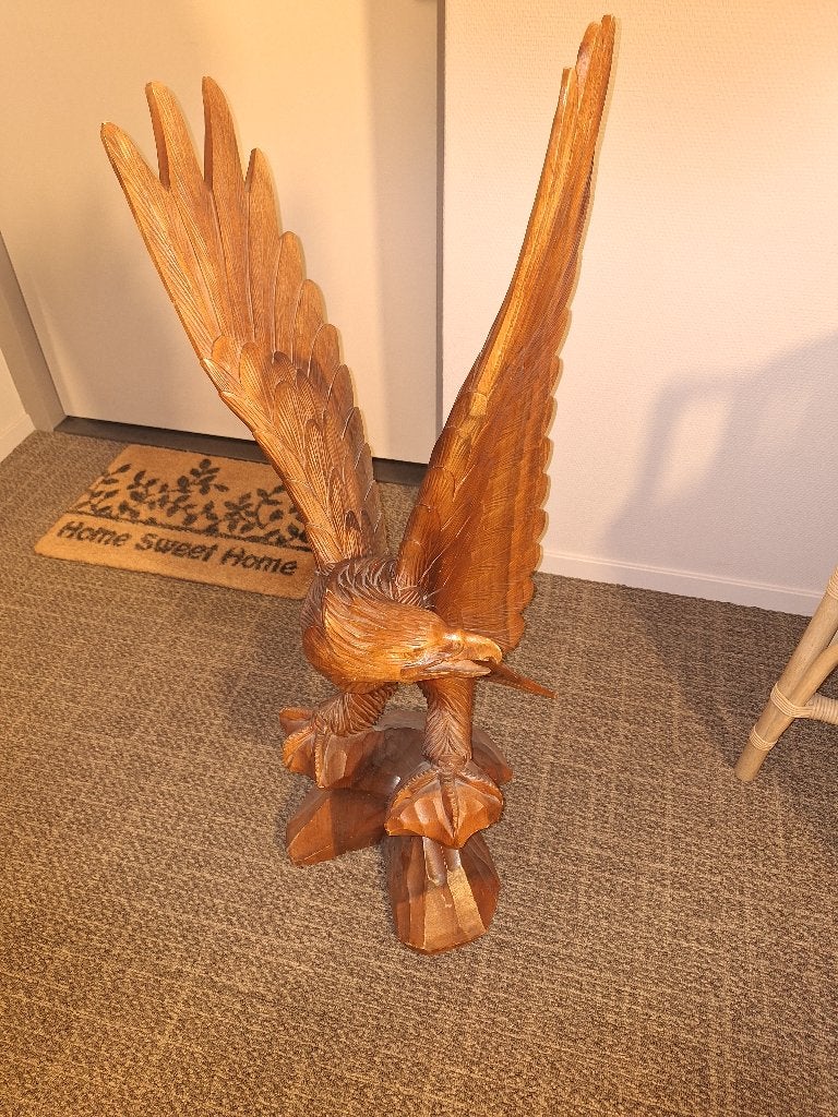 Houten adelaar, Ophalen, Houtsnijwerk, 50 - 100 cm, Handgemaakt