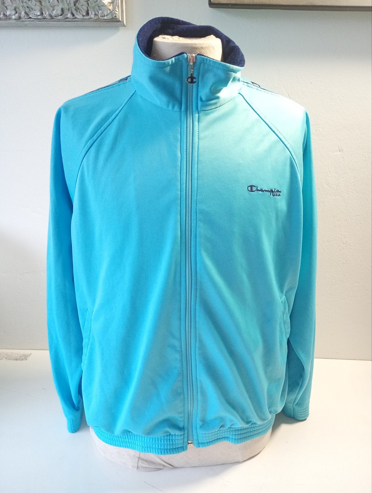 Champion vintage uniseks trainingsjack turquoise L, Sara Lee Knit Products - Europe, Champion, Zo goed als nieuw, Algemeen