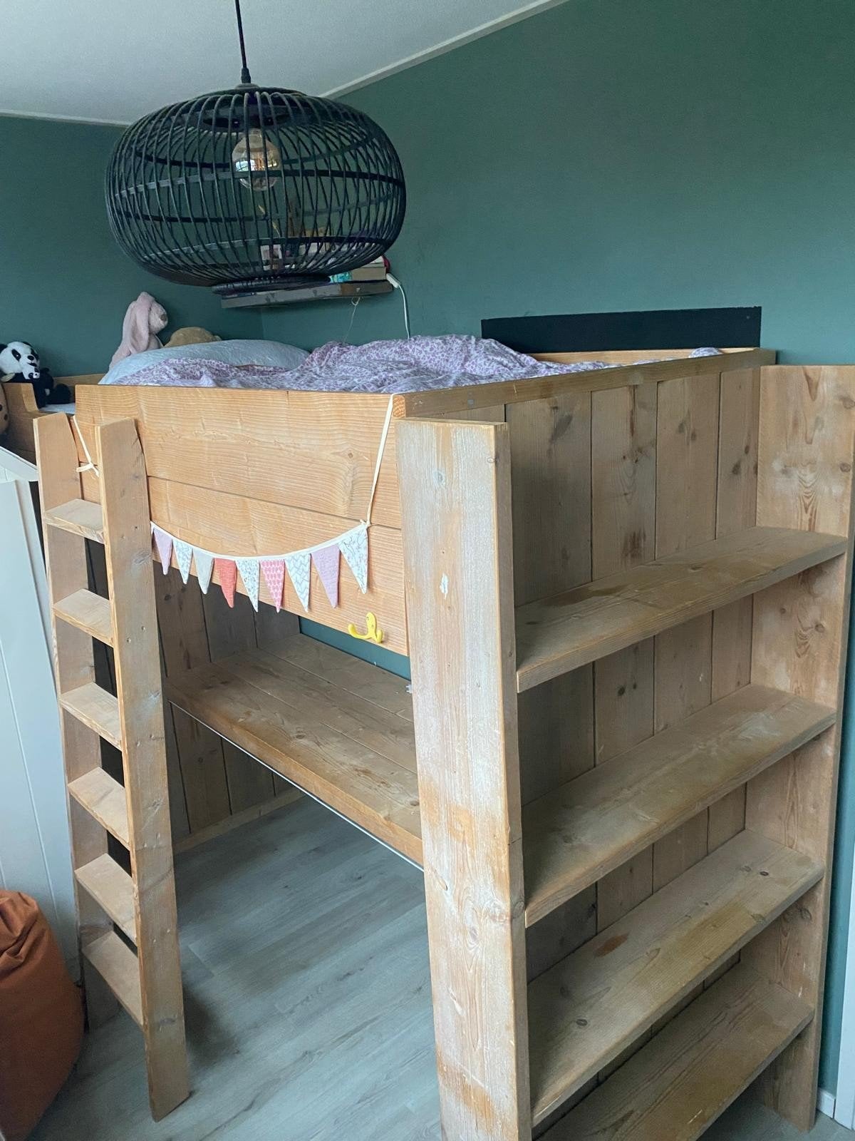 Steigerhout hoogslaper, Kinderen en Baby's, Kinderkamer | Stapelbedden en Hoogslapers, Ophalen