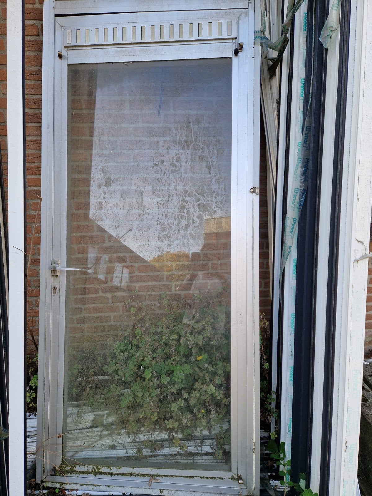 Aluminium deur met kozijn en dauerlufting, Gebruikt, 80 tot 100 cm, Ophalen of Verzenden, Buitendeur