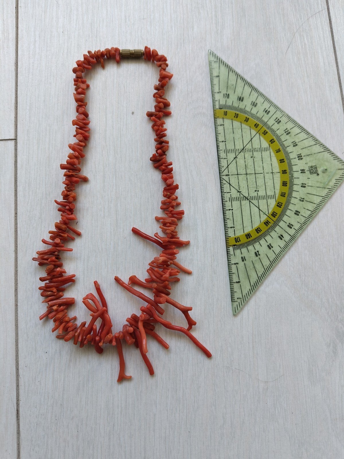Vintage Koraal Ketting - Rode Koraaltakjes, Ophalen of Verzenden, Gebruikt, Rood, Overige materialen