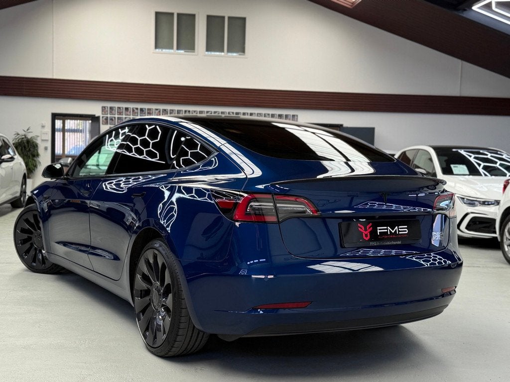 Tesla Model 3 Performance AWD 75 kWh 534pk, Auto's, Tesla, Automaat, Gebruikt, Zwart, Blauw