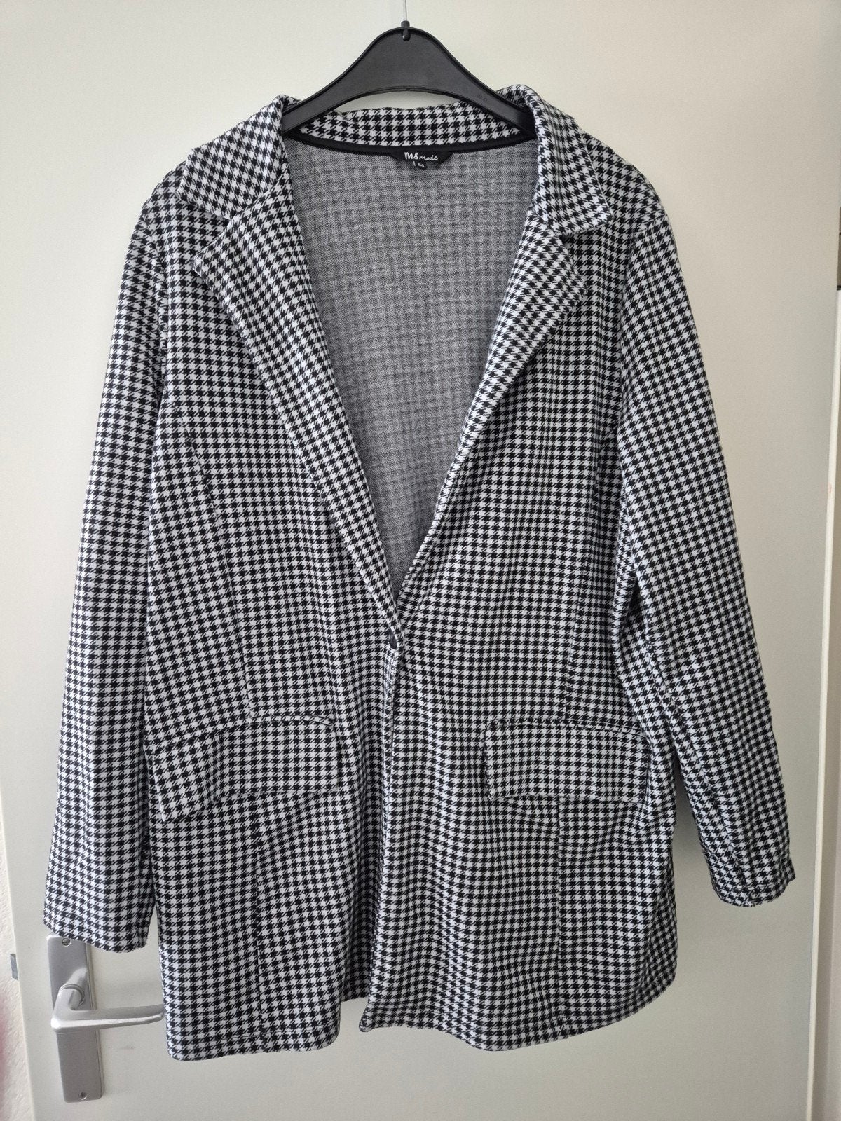MS Mode Zwart-wit Pied-de-poule Jasje Maat 54, Zwart, Ophalen of Verzenden, Zo goed als nieuw, MS Mode