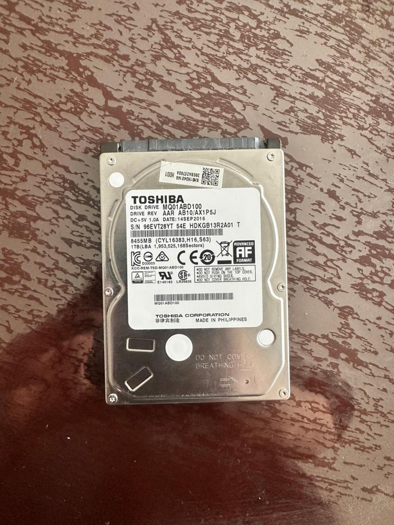 1TB Toshiba 2.5” Laptop Harddisk - Perfect Werkend, Computers en Software, Harde schijven, Intern, 256GB, Ophalen of Verzenden