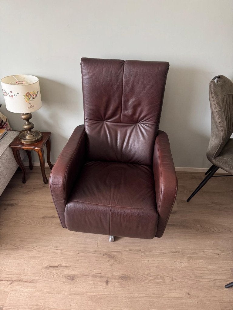 Leren relaxfauteuil - Bruin, Ophalen, Gebruikt, Bruin, Leer
