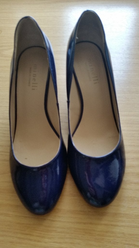 Mooie donker blauw leren sleehak Minelli damesschoenen, Pumps, Blauw, Ophalen of Verzenden, Zo goed als nieuw