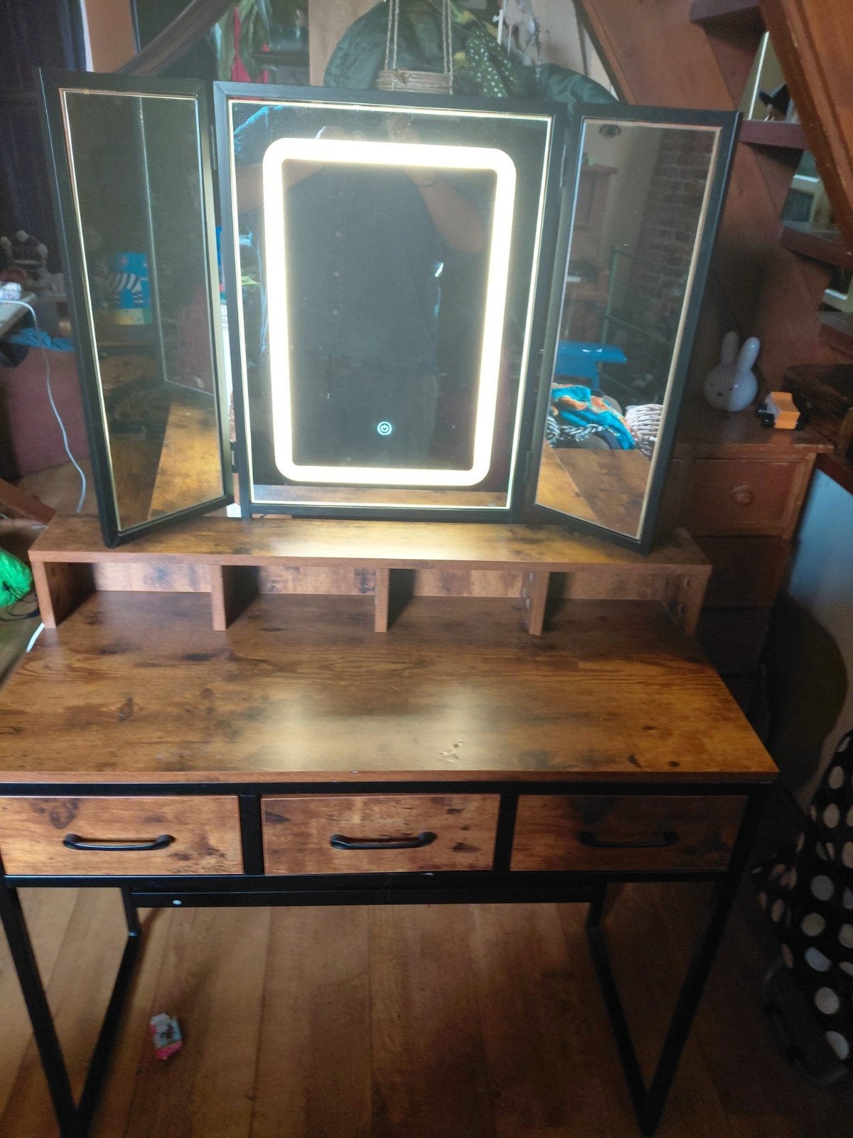 Kaptafel met spiegel en lades -, 100 tot 150 cm, 100 tot 150 cm, Industrieel, Modern, Ophalen of Verzenden